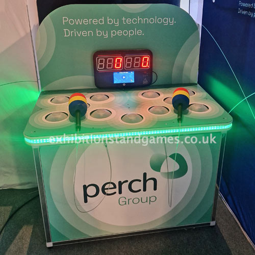 Branded Whack a Mole game on hire at Celtic Manor
